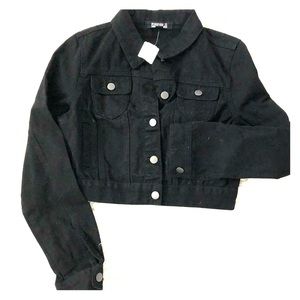Forever 21 black crop denim jacket